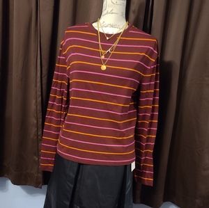 A new day burgundy striped long sleeve t shirt